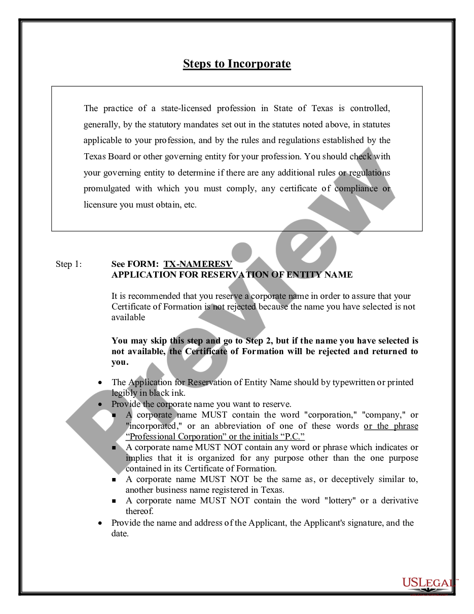 page 7 Professional Corporation Package for Texas preview
