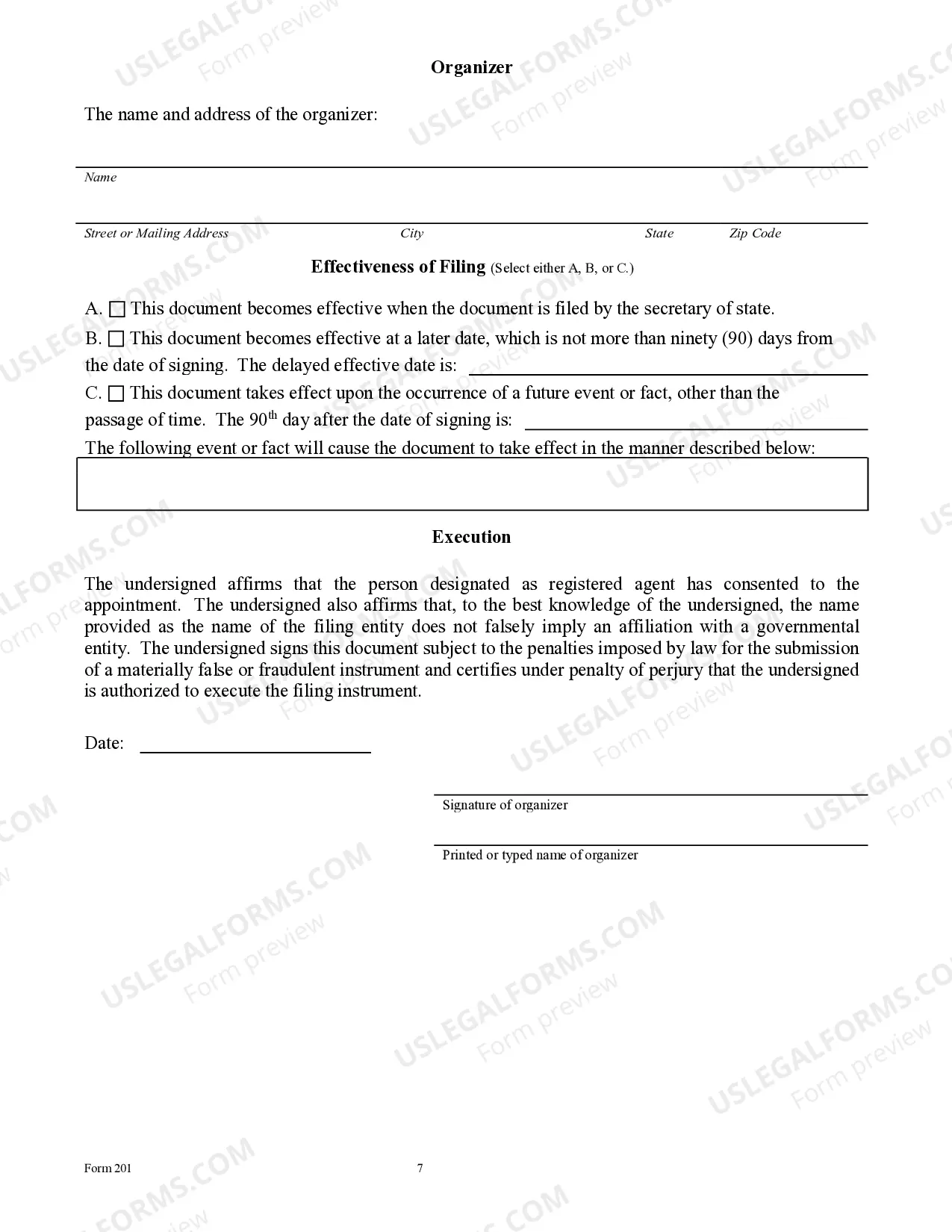 Preview Texas Articles of Incorporation for Domestic For-Profit Corporation