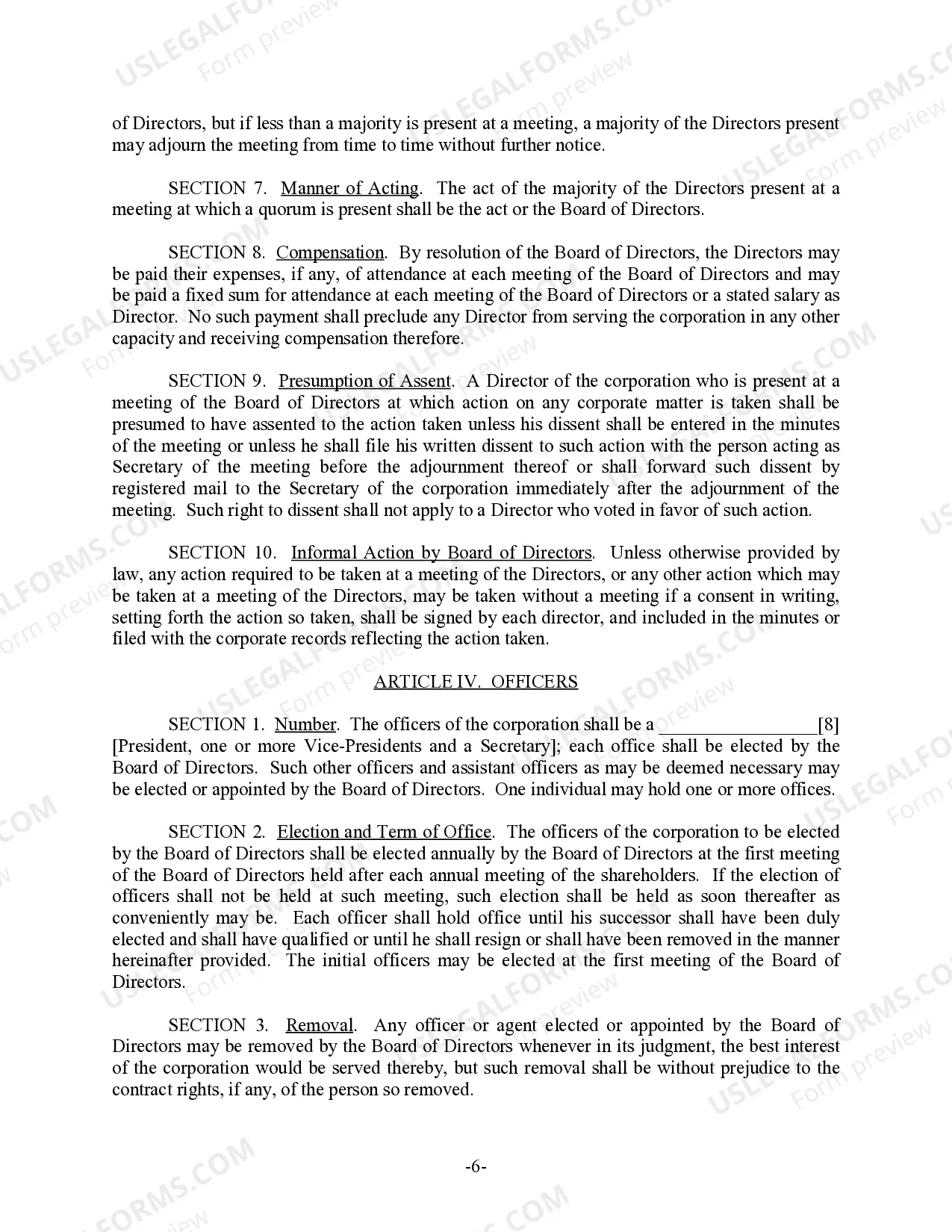 Preview Texas Bylaws for Corporation