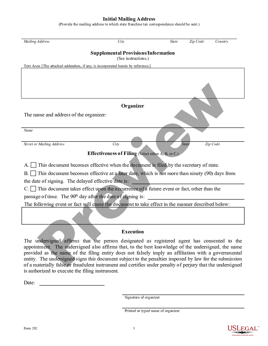 page 7 Texas Articles of Incorporation for Domestic Nonprofit Corporation preview