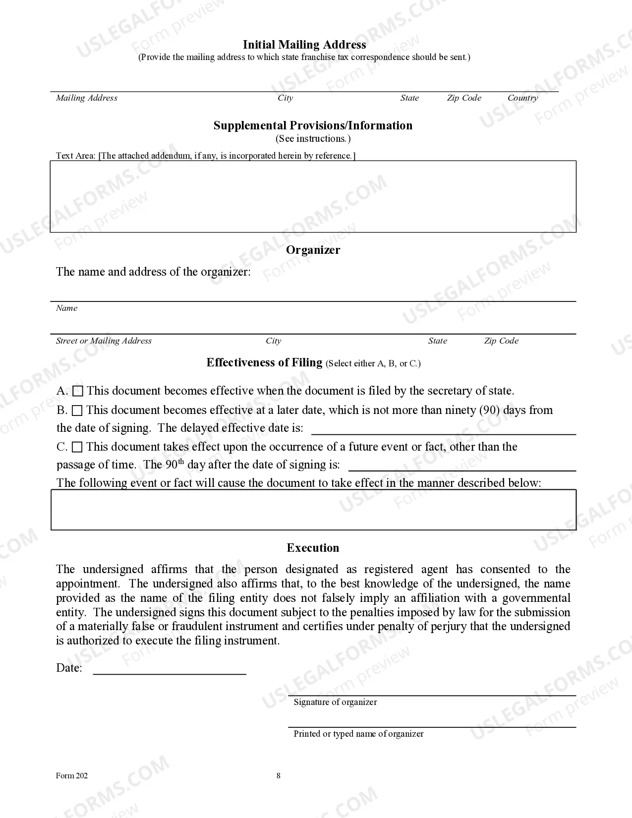 Preview Texas Articles of Incorporation for Domestic Nonprofit Corporation