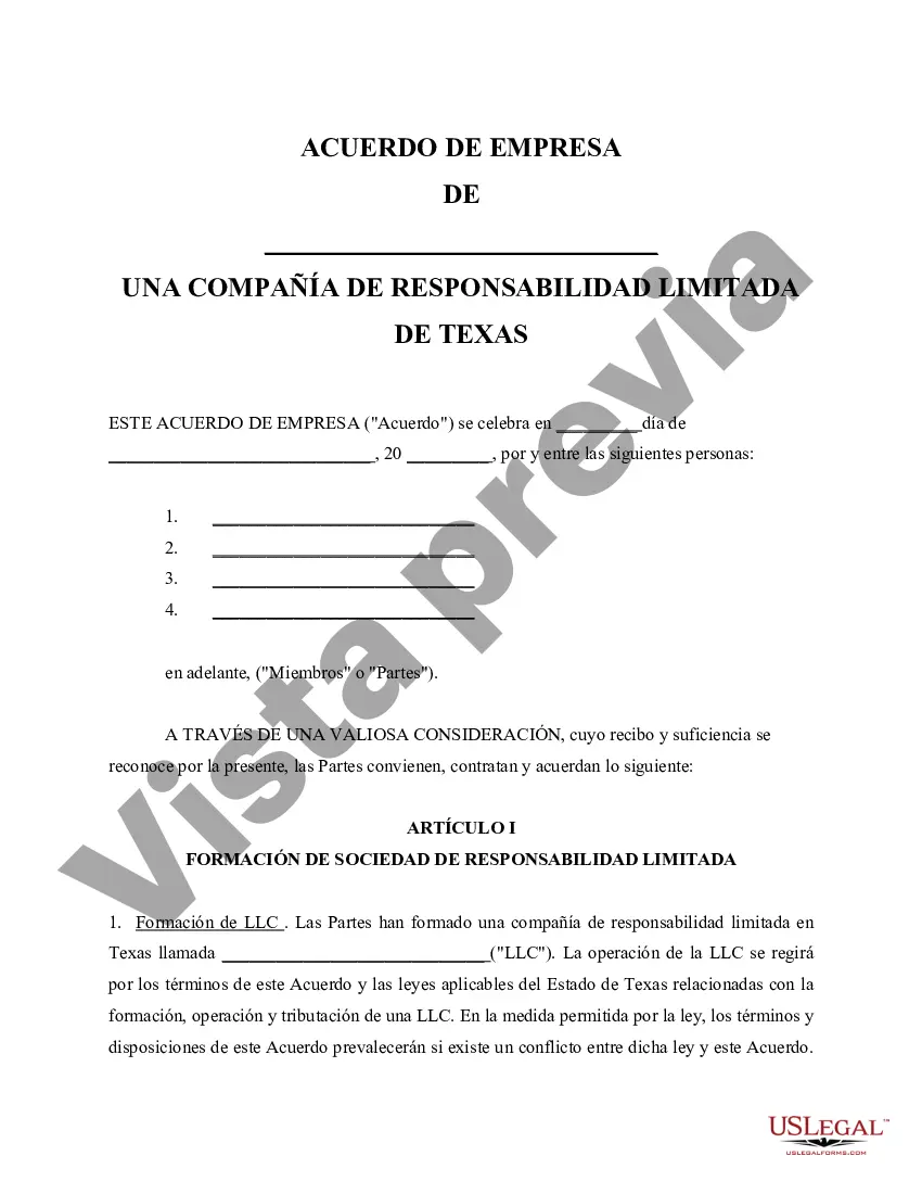 Preview Sociedad de Responsabilidad Limitada Contrato de Sociedad LLC
