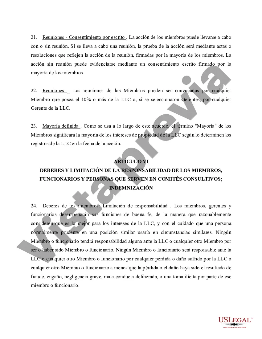 Preview Sociedad de Responsabilidad Limitada Contrato de Sociedad LLC