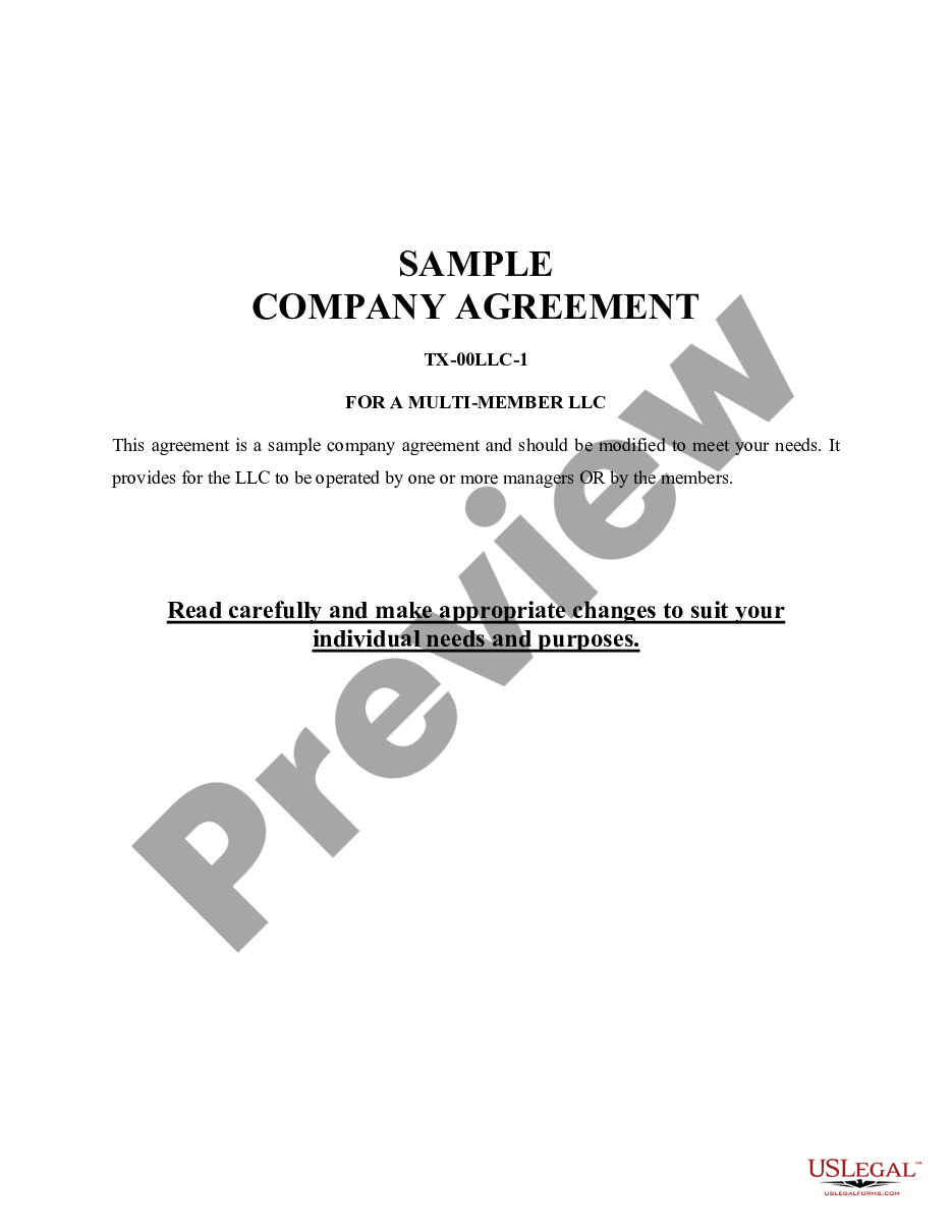 page 0 Limited Liability Company LLC Company Agreement preview