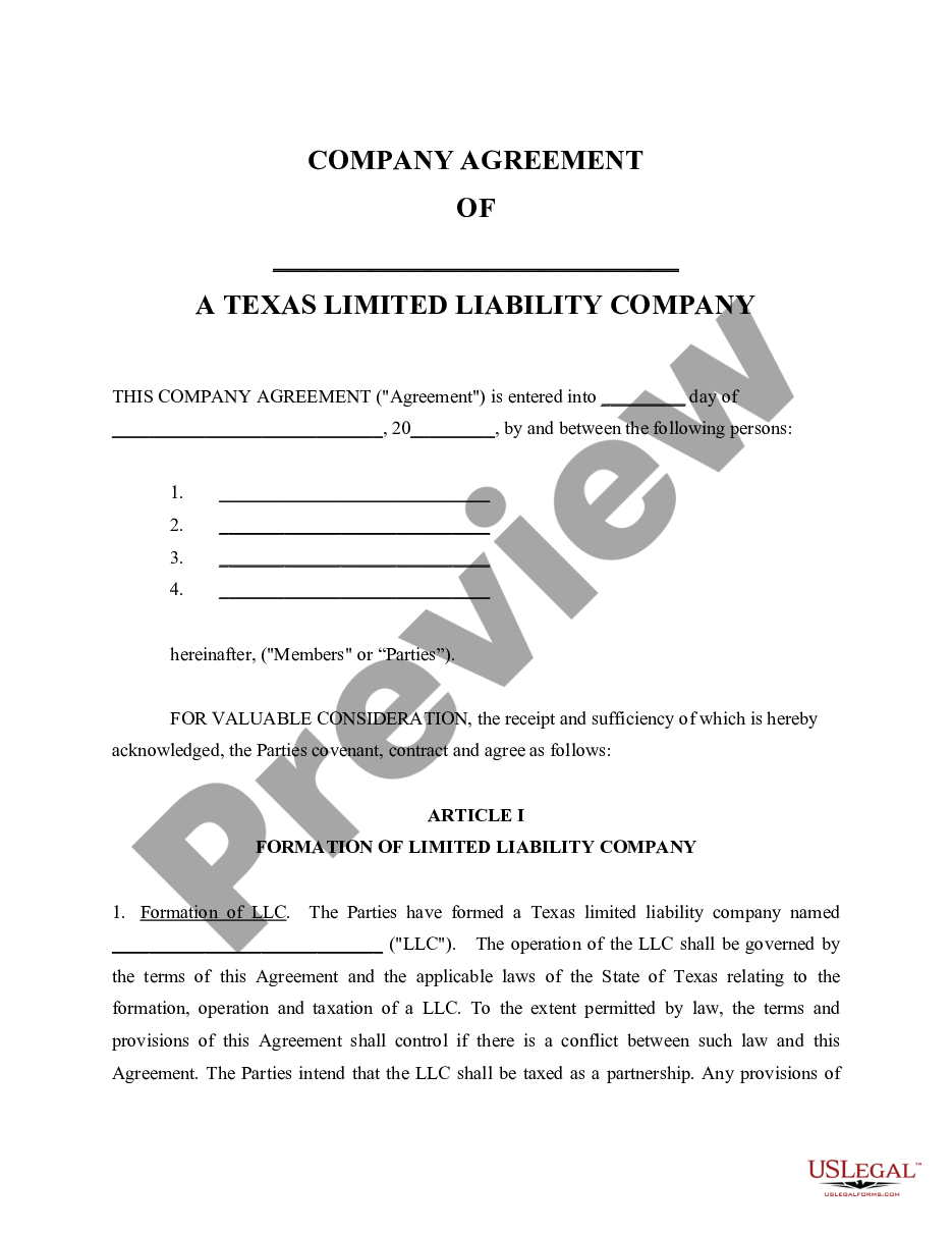 page 1 Limited Liability Company LLC Company Agreement preview