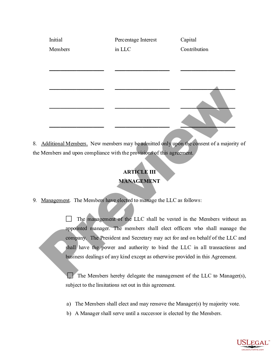 page 3 Limited Liability Company LLC Company Agreement preview