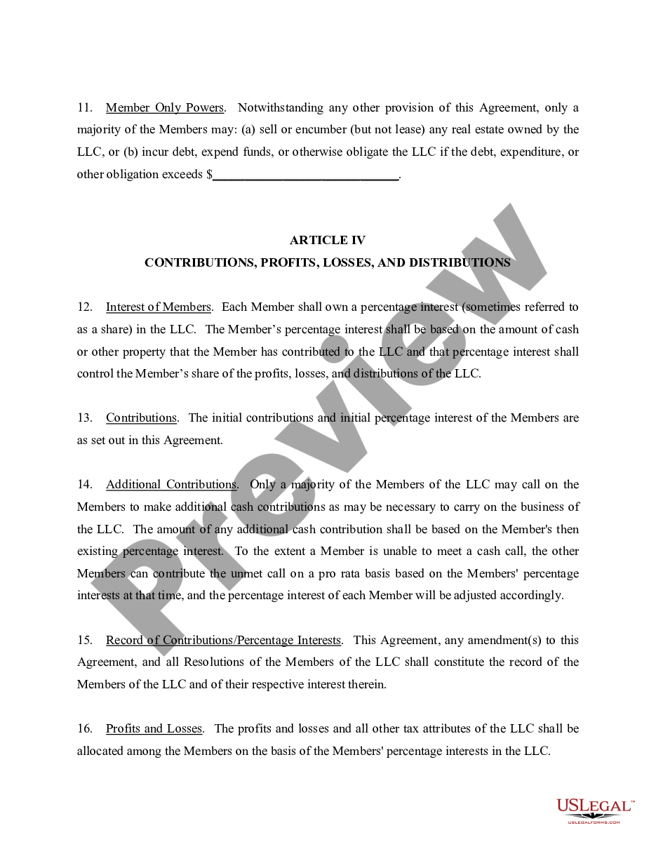 page 6 Limited Liability Company LLC Company Agreement preview