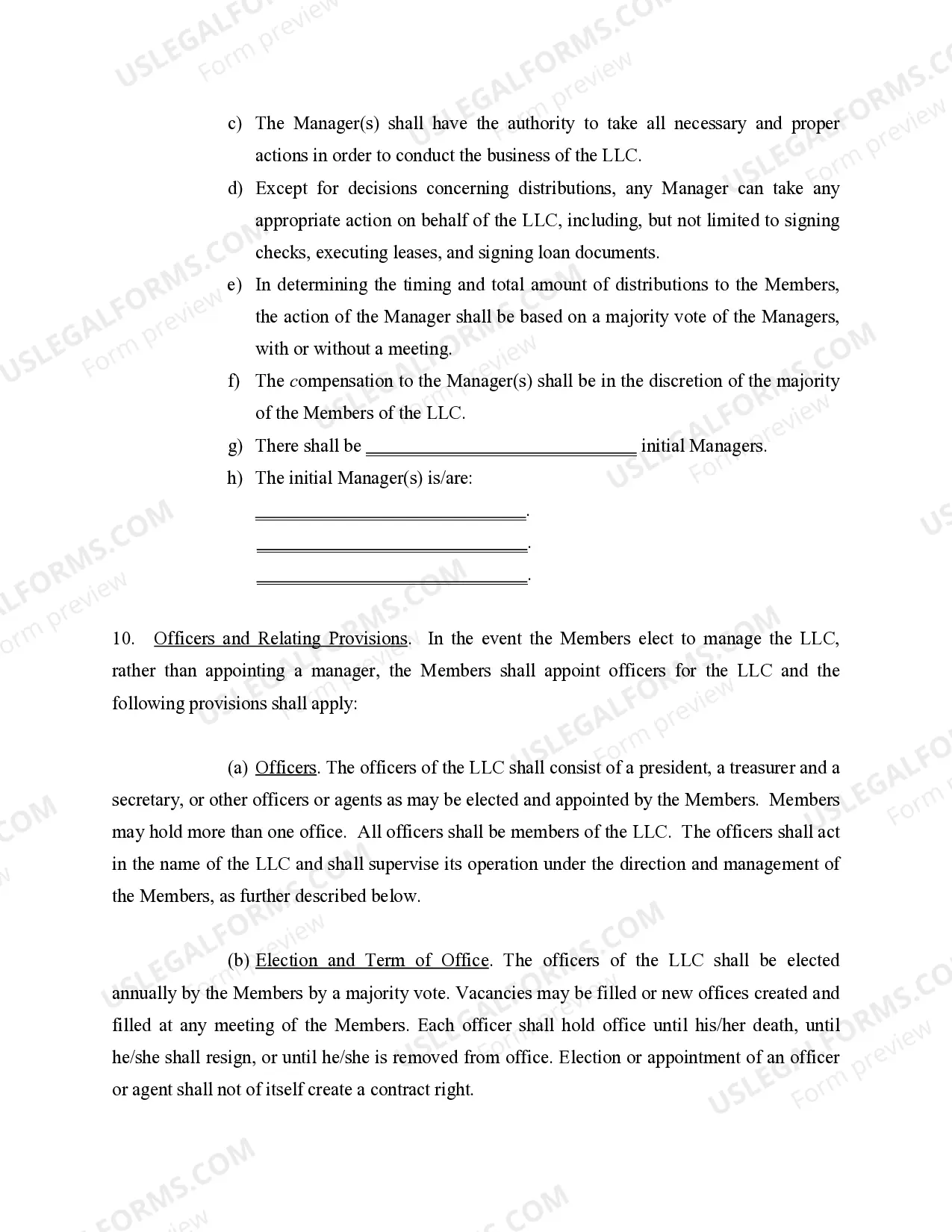 Preview Limited Liability Company LLC Company Agreement