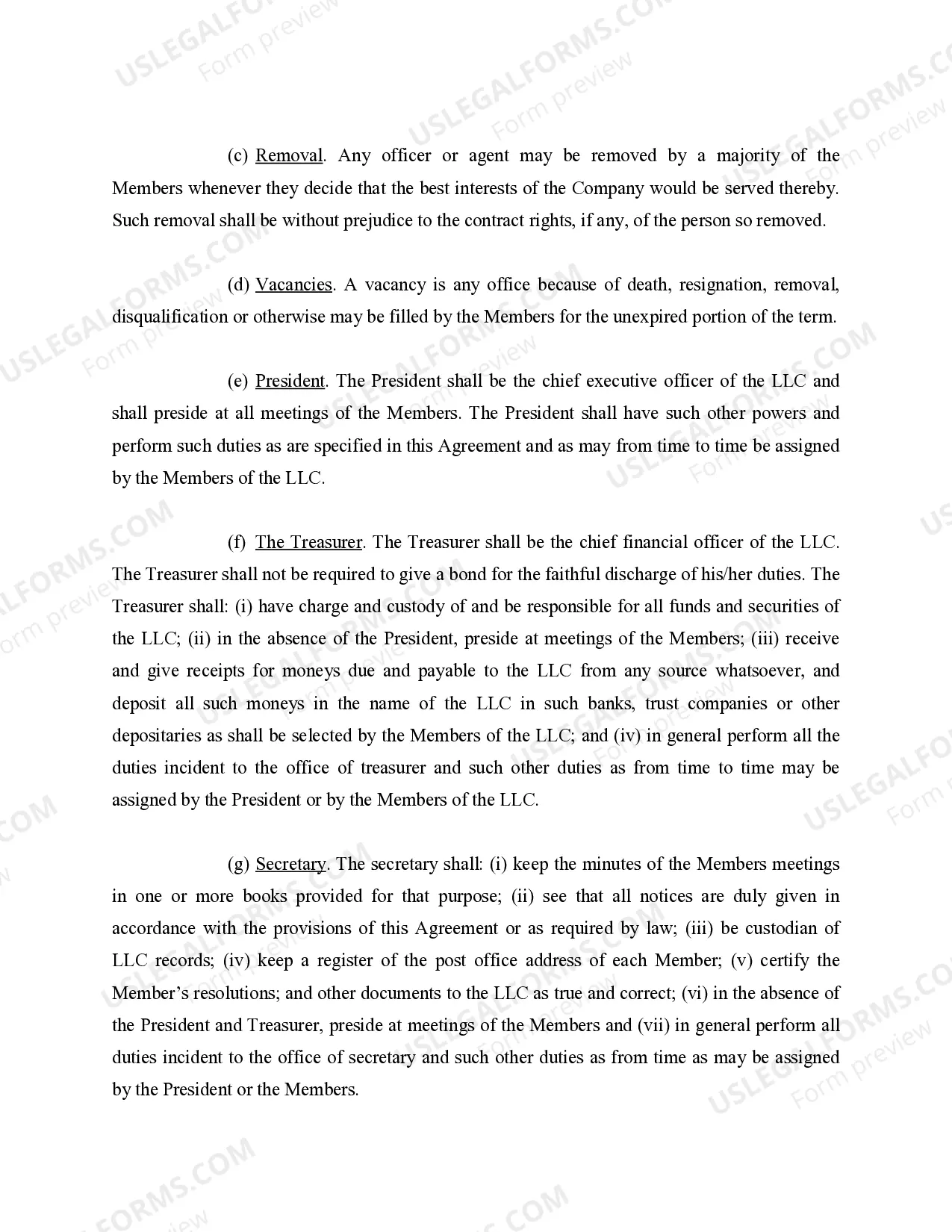 Preview Limited Liability Company LLC Company Agreement