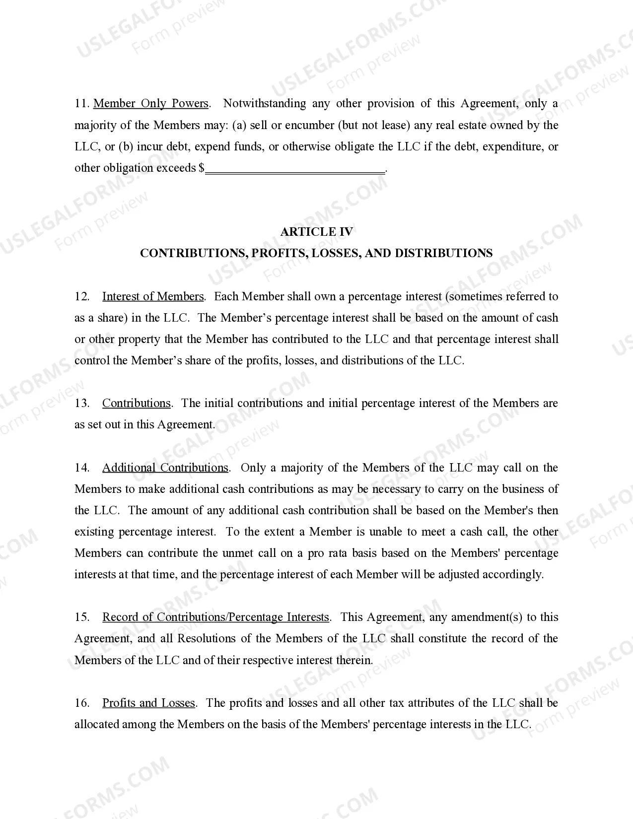 Preview Limited Liability Company LLC Company Agreement