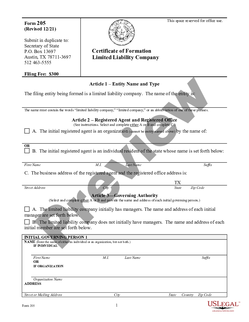 Frisco Texas Articles Of Organization For Domestic Limited Liability 