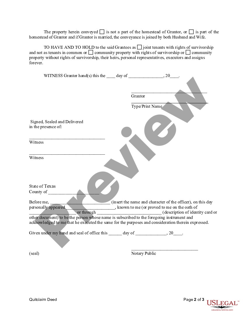 Texas Quitclaim Deed from Individual to Husband and Wife | US Legal Forms