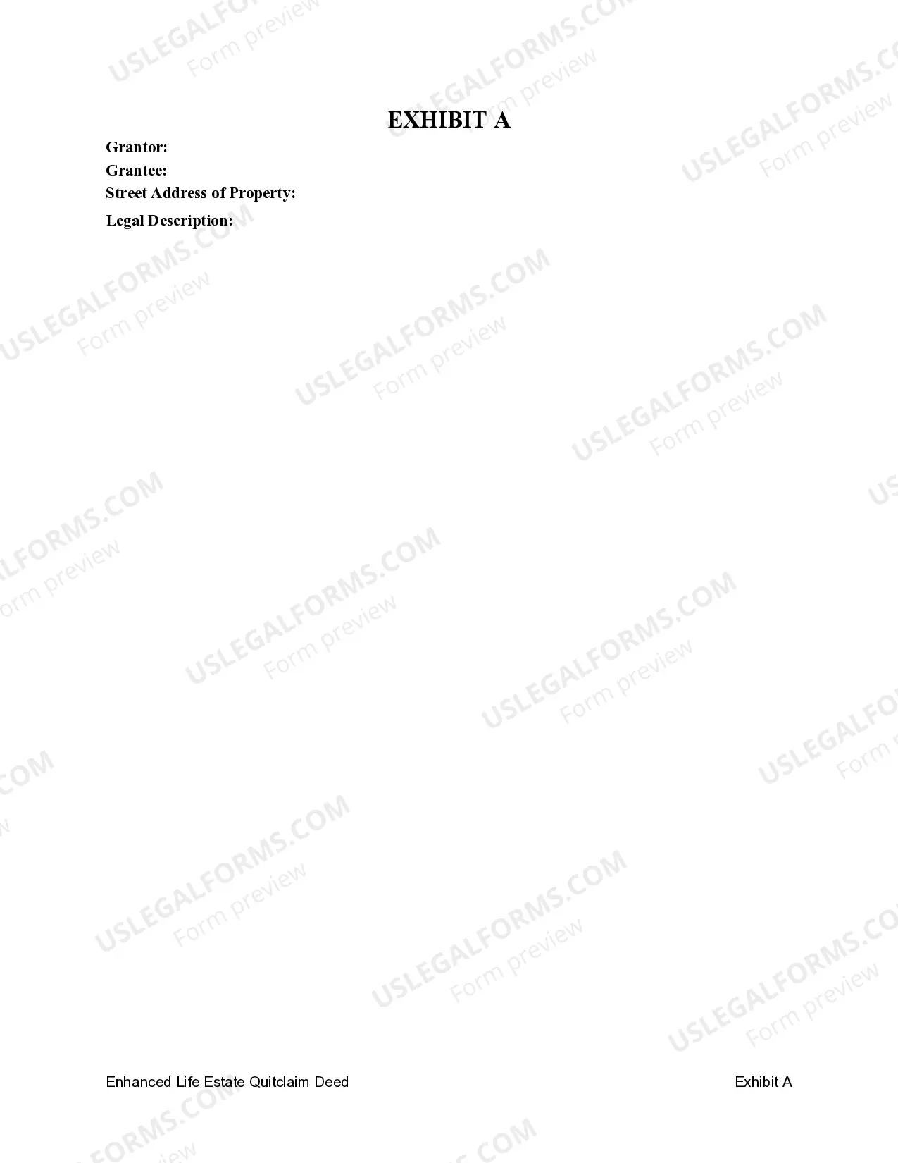 Preview Enhanced Life Estate or Lady Bird Quitclaim Deed - Individual to Individual