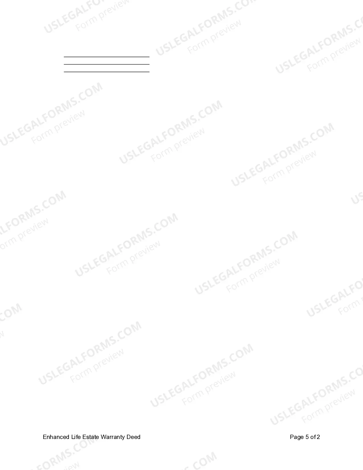 Preview Lady Bird or Enhanced Life Estate Warranty Deed - Individual to Individual