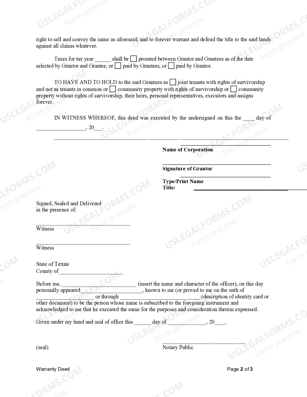 Preview Warranty Deed from Corporation to Husband and Wife