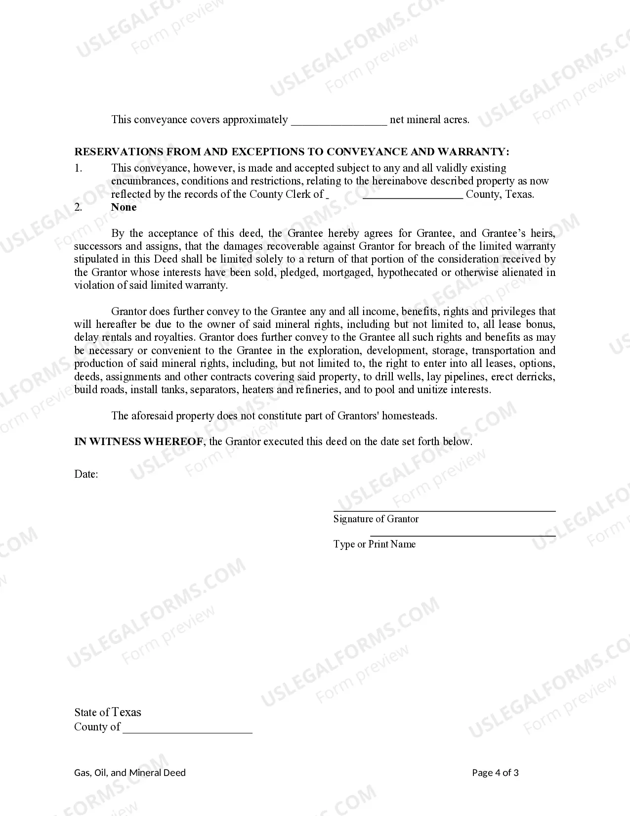 Preview Oil, Gas and Mineral Deed from an Individual to a Corporation