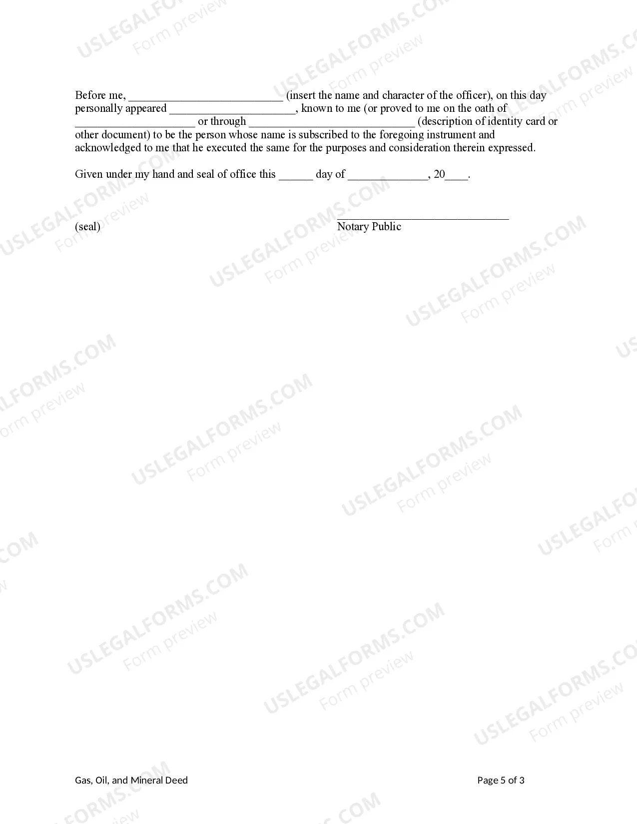 Preview Oil, Gas and Mineral Deed from an Individual to a Corporation