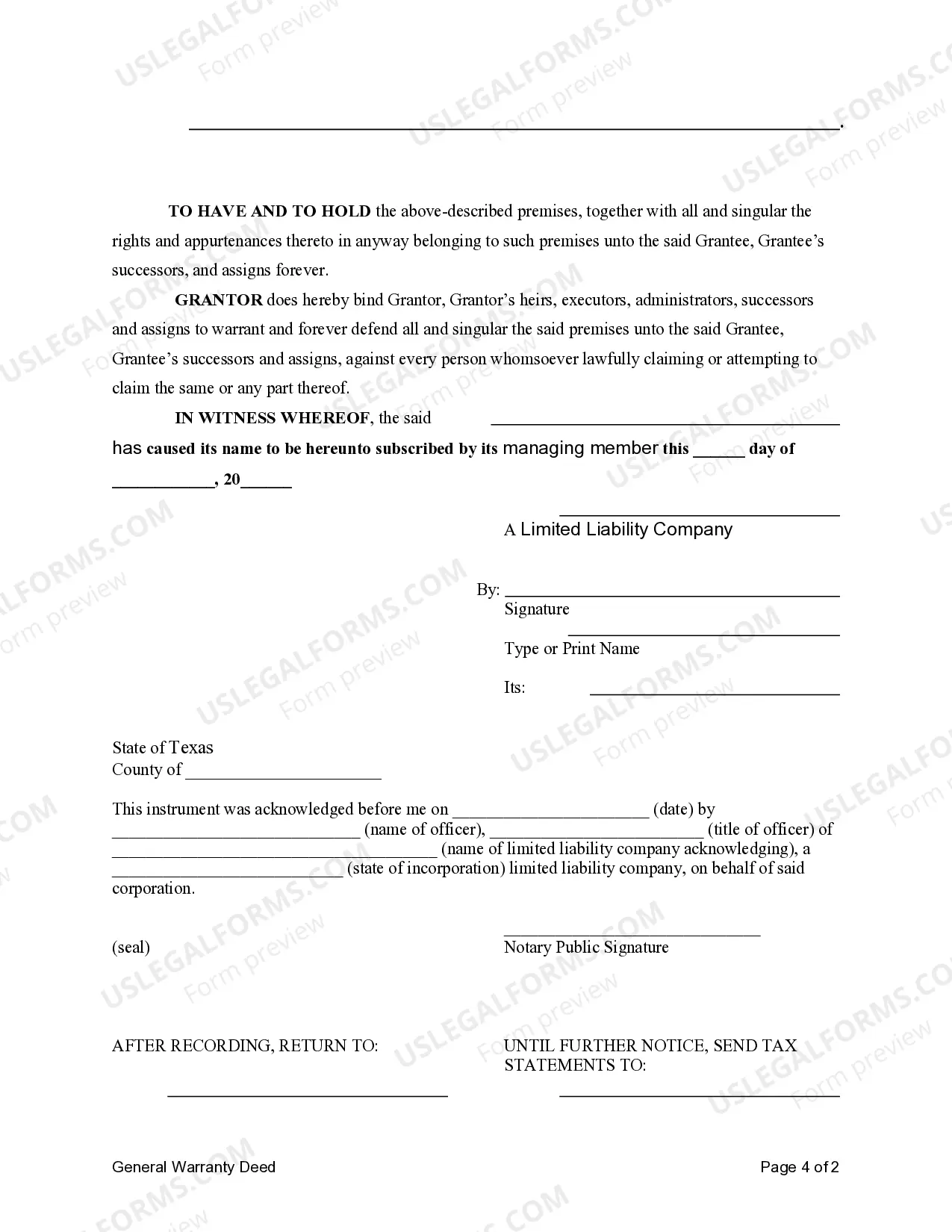 Preview General Warranty Deed from a Limited Liability Company to a Municipal Corporation