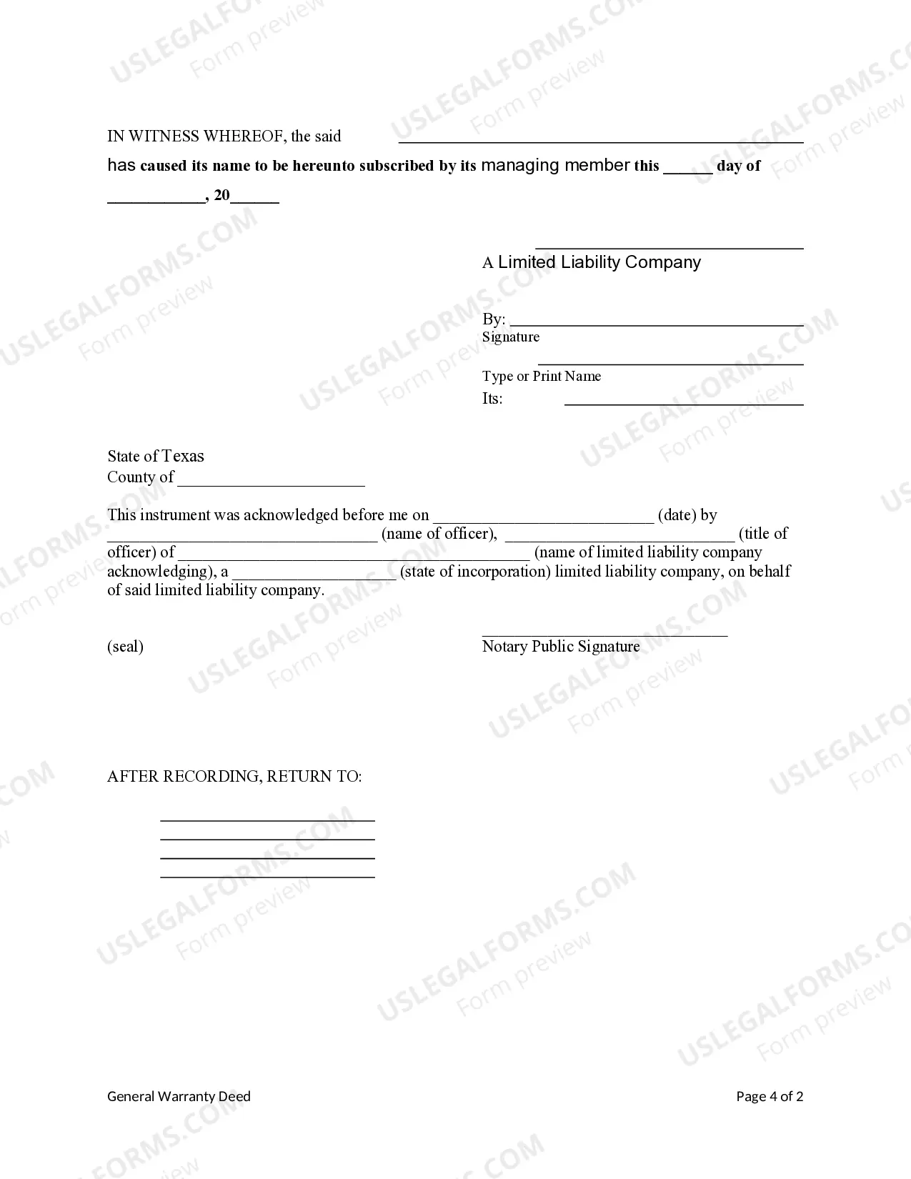 Preview General Warranty Deed from LLC to LLC