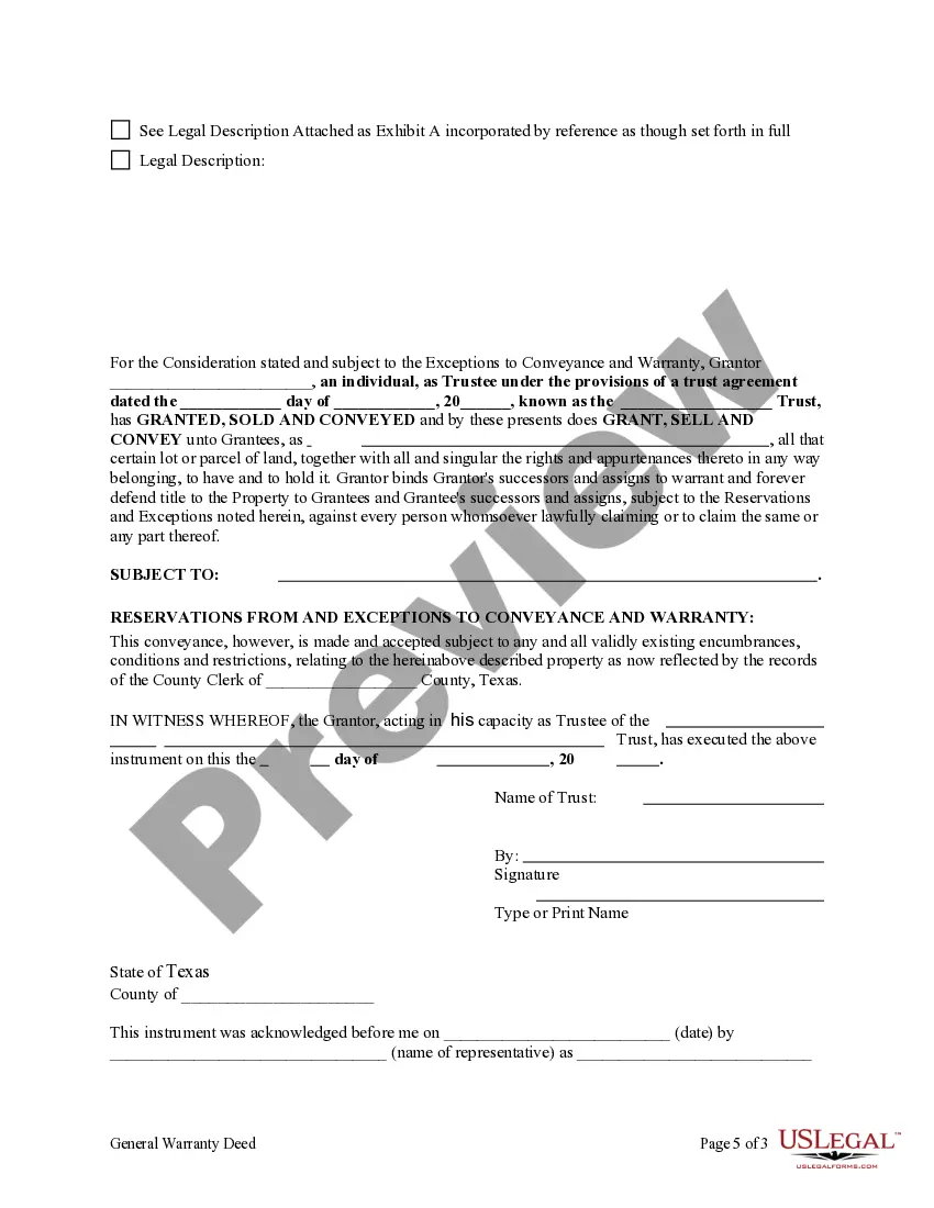 Preview General Warranty Deed from Trust to Two Individuals