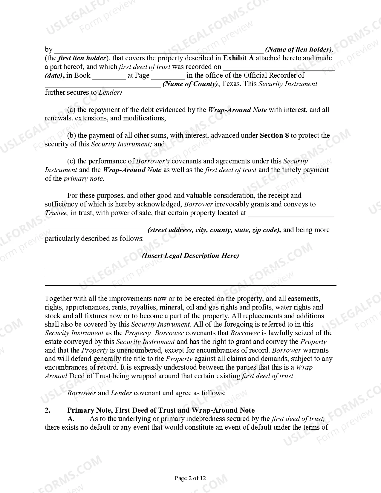 Preview All Inclusive Trust Deed - Wrap-Around Deed of Trust