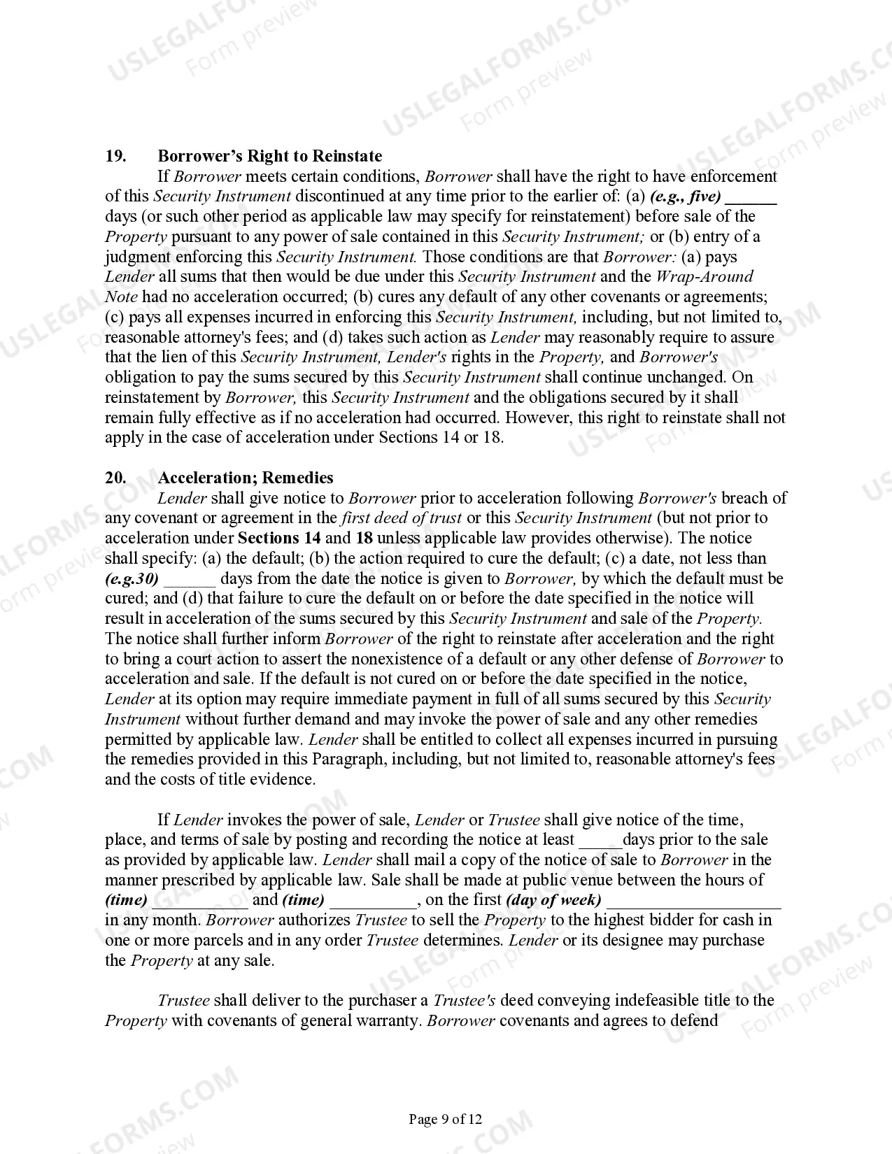 Preview All Inclusive Trust Deed - Wrap-Around Deed of Trust