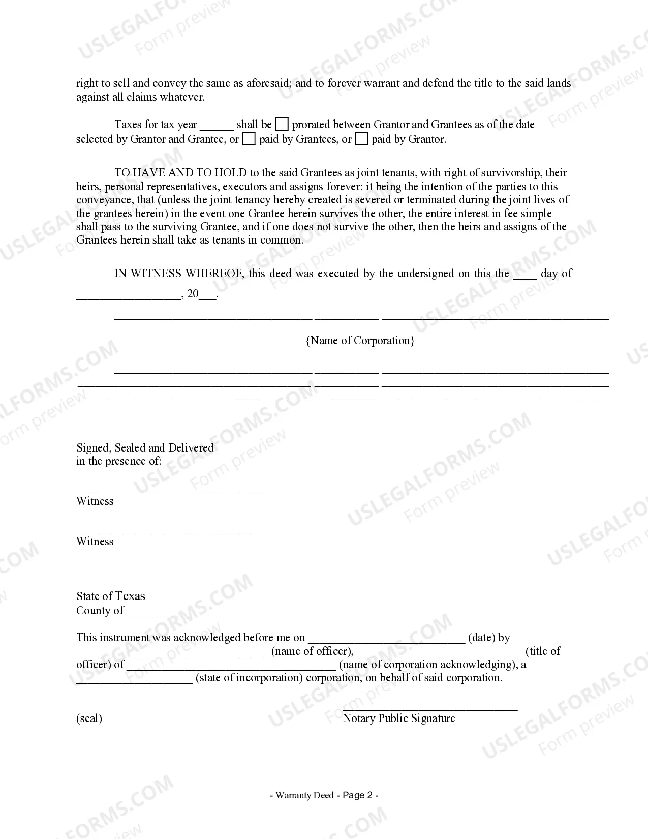 Preview Warranty Deed from Corporation to Two Individuals
