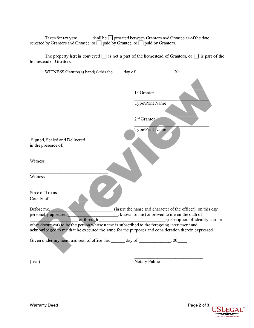 Texas Warranty Deed from Husband and Wife to a Trust Texas Deed Trust