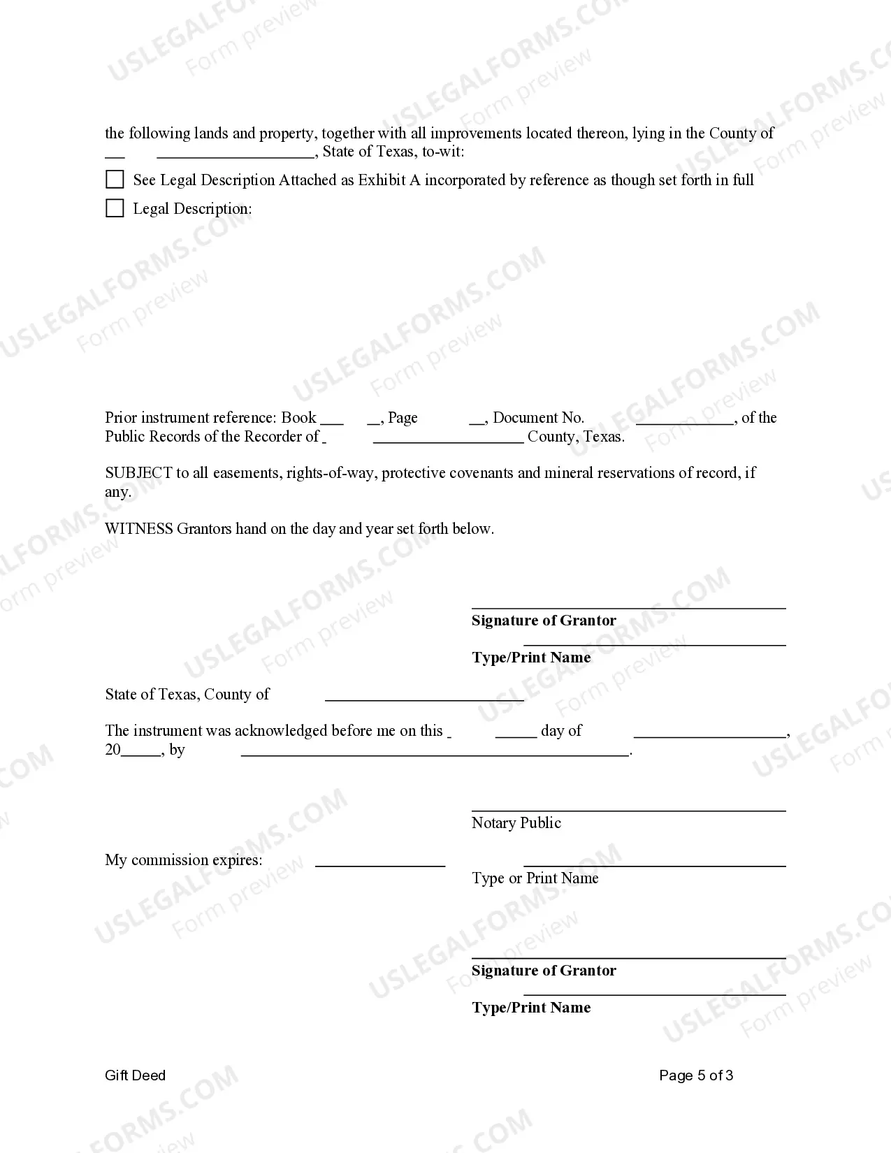 Preview Gift Deed Gift Deed from Husband and Wife, or Two Individuals, to Husband and Wife, or Two Individuals.