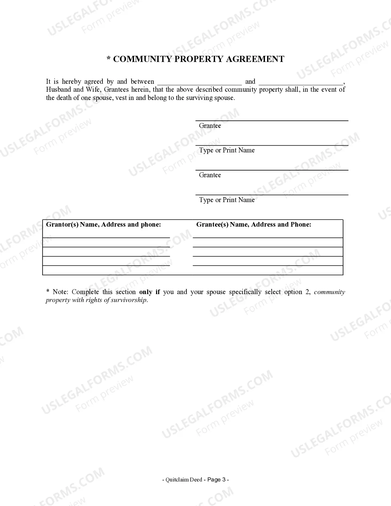 Preview Quitclaim Deed from Husband to Himself and Wife