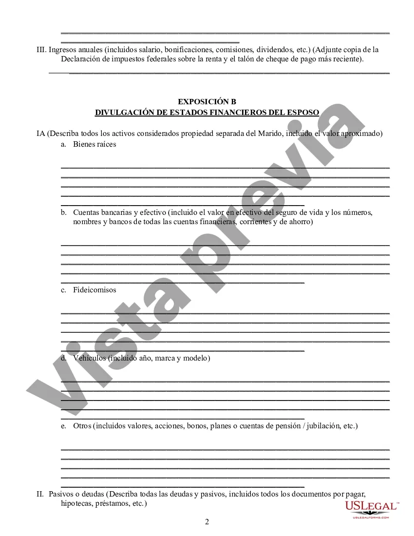 Preview Acuerdo de propiedad posnupcial - Texas