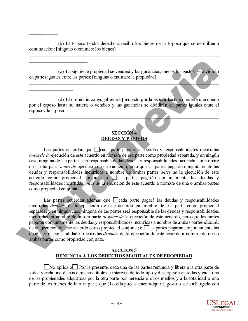 Preview Acuerdo de propiedad posnupcial - Texas