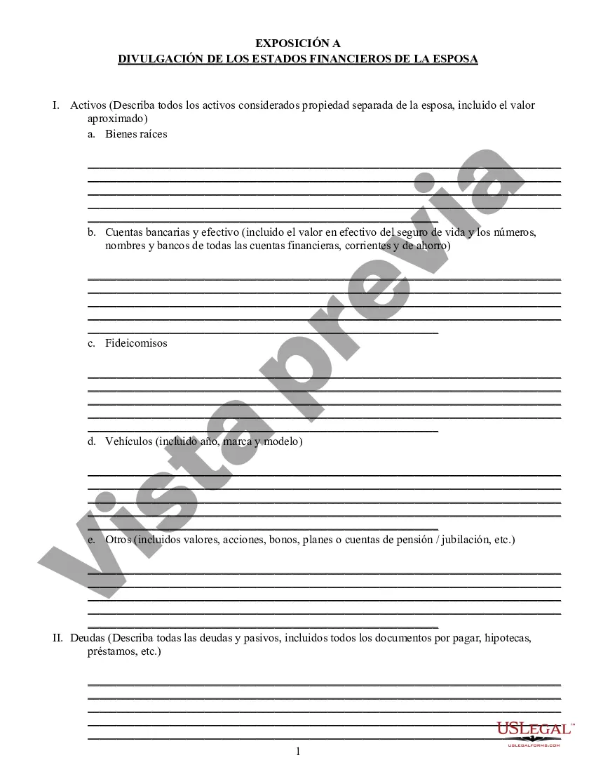 Preview Acuerdo de propiedad posnupcial - Texas