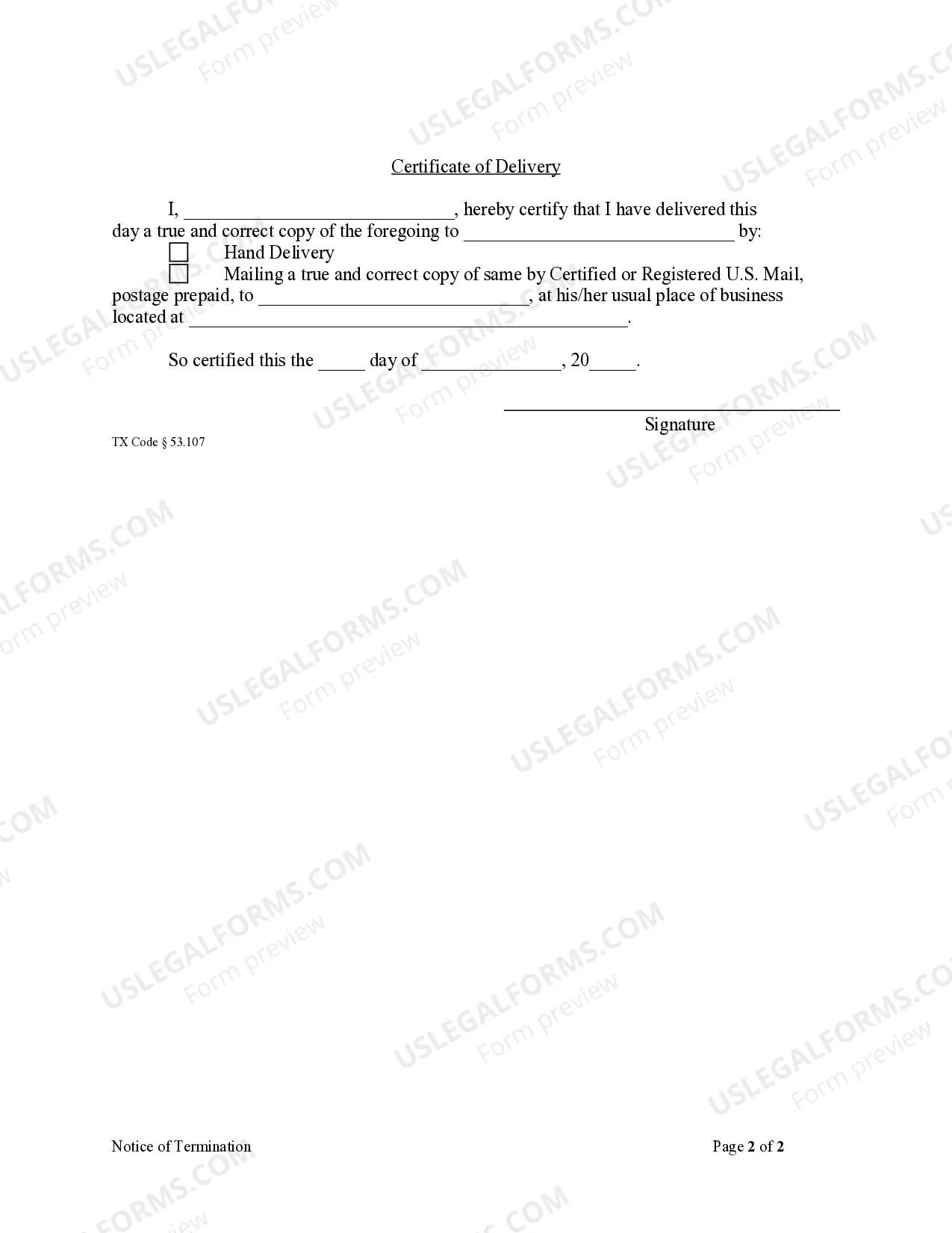 Preview Notice of Termination or Abandonment - Individual