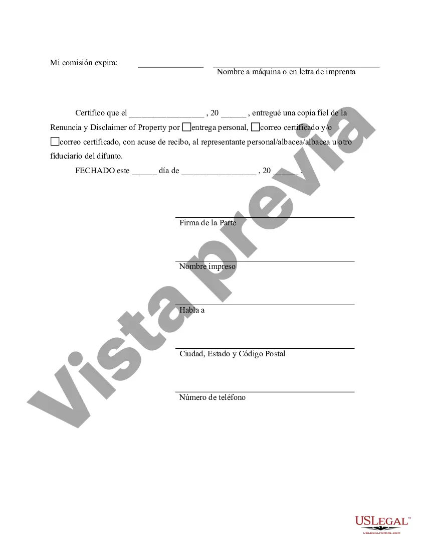 Preview Renuncia y Deslinde de Bienes recibidos por Sucesión Intestada