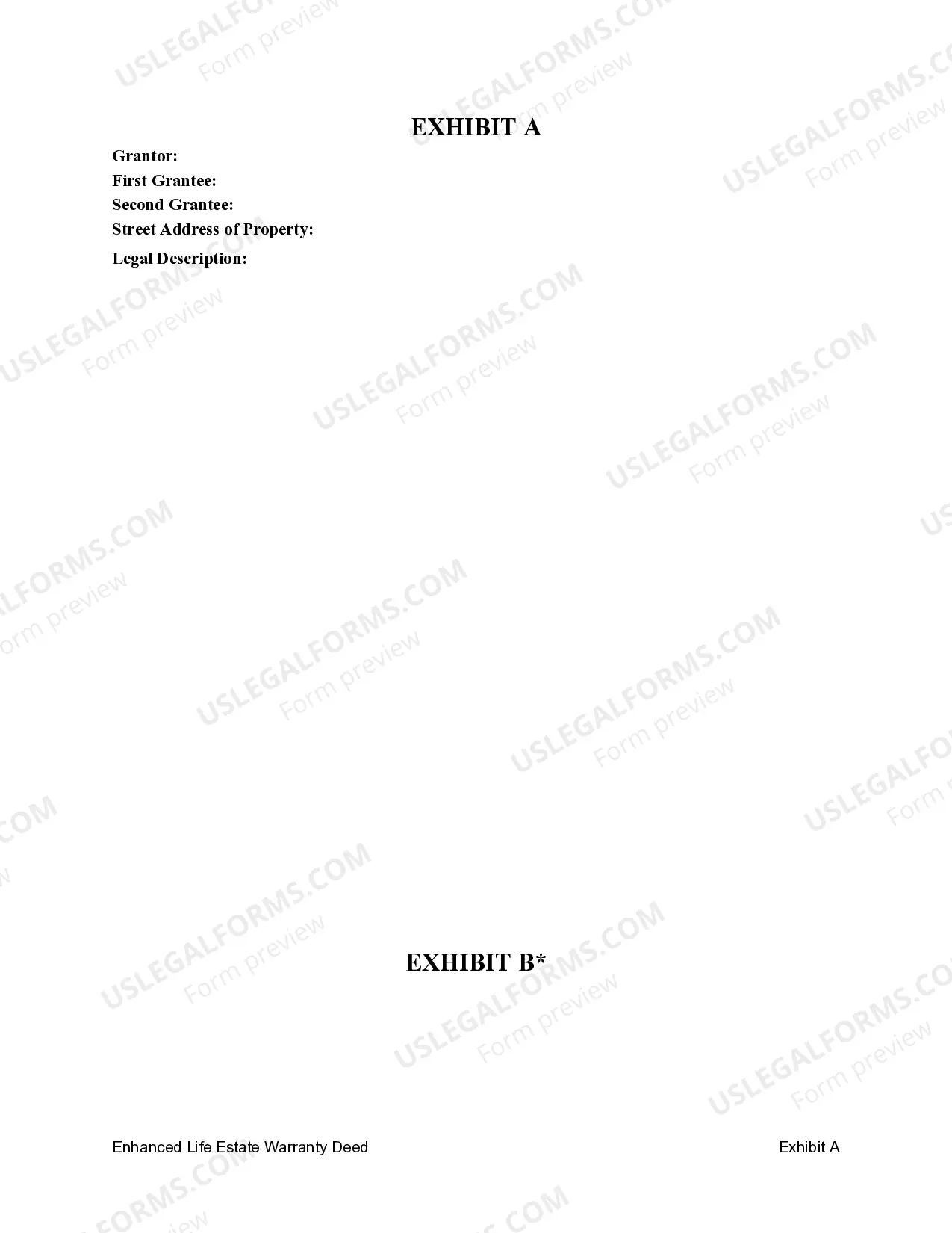 Preview Lady Bird or Enhanced Life Estate Warranty Deed from Individual to Two Individuals or Husband and Wife