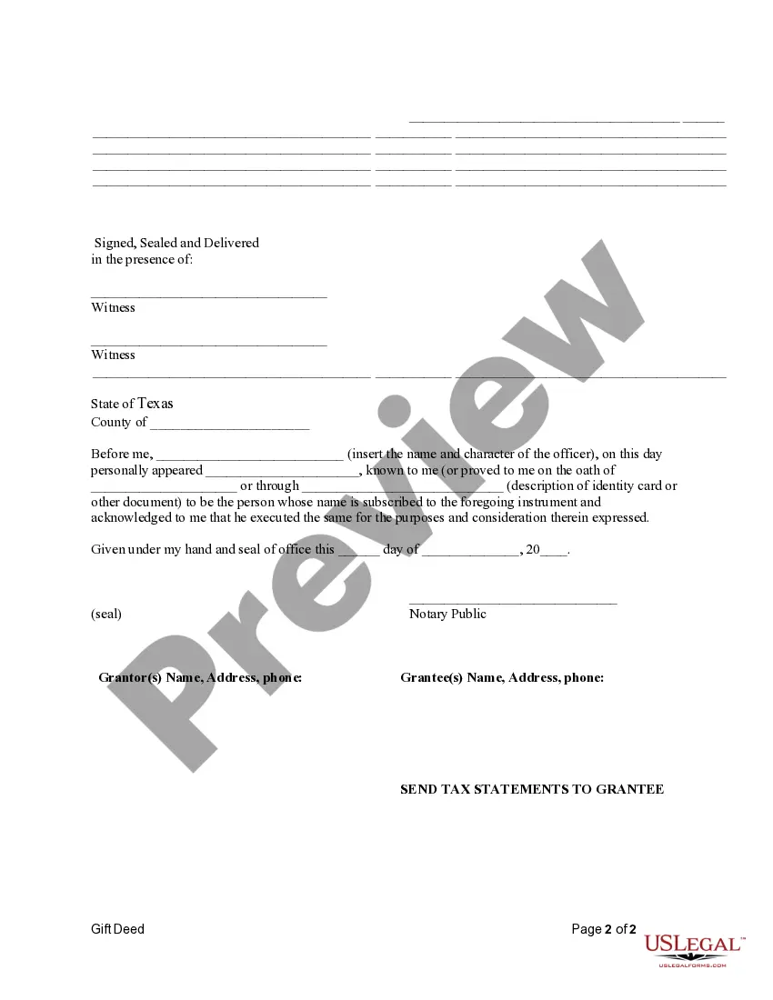Texas Gift Deed Form | US Legal Forms texas-gift-deed-form-us-legal-forms