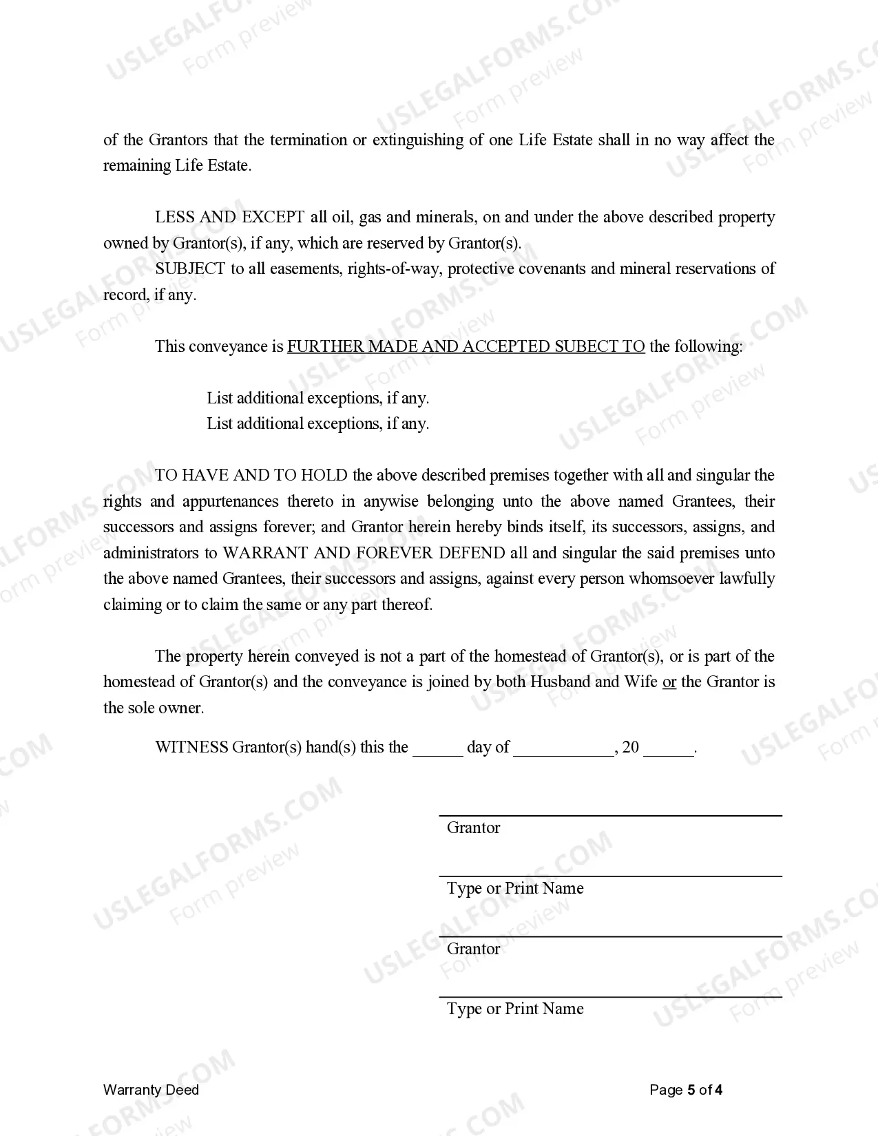 Preview Warranty Deed to Child Reserving a Life Estate in the Parents