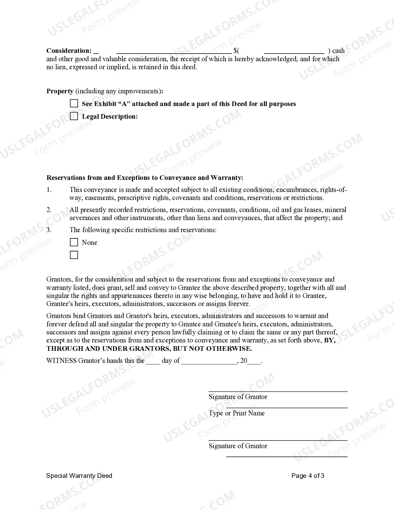 Preview Special Warranty Deed - Husband and Wife to Individual