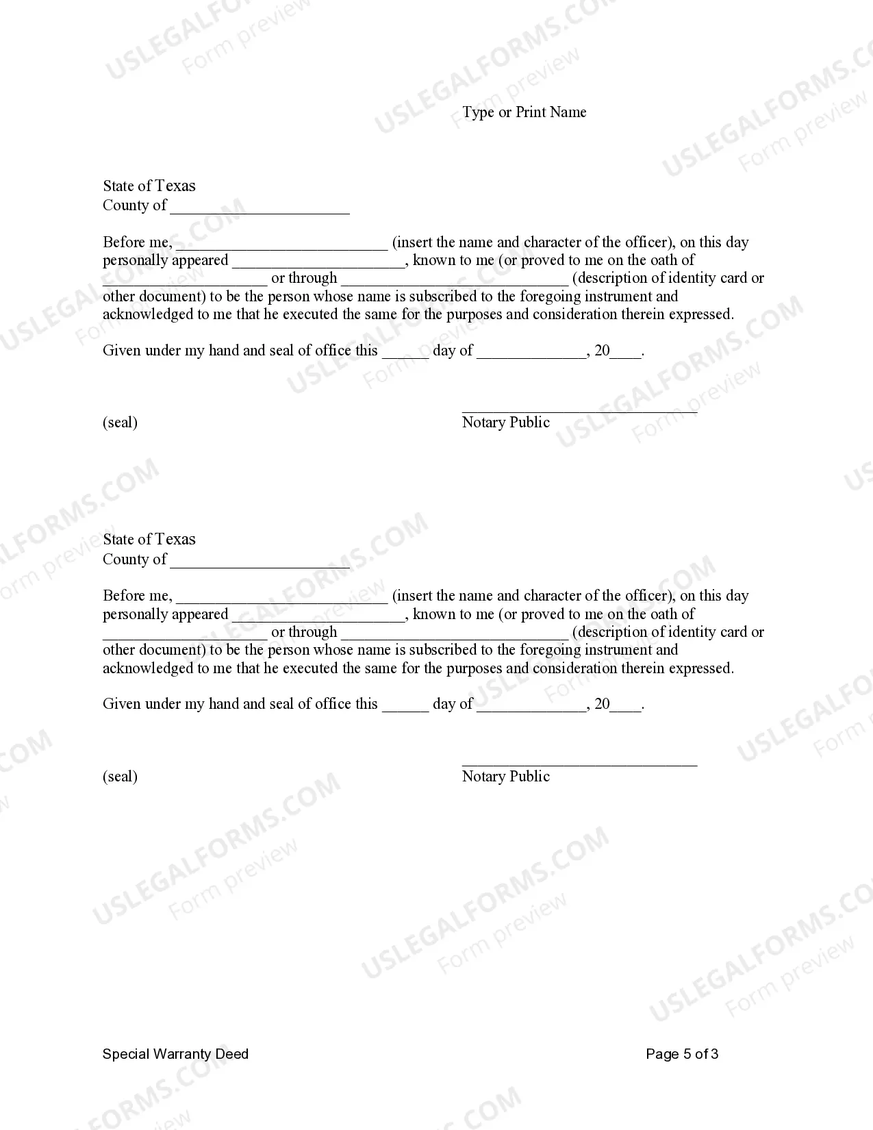 Preview Special Warranty Deed - Husband and Wife to Individual