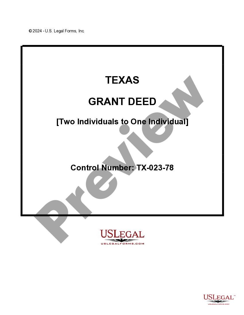 Texas Grant Deed Two Individuals to One Individual What Does A Deed