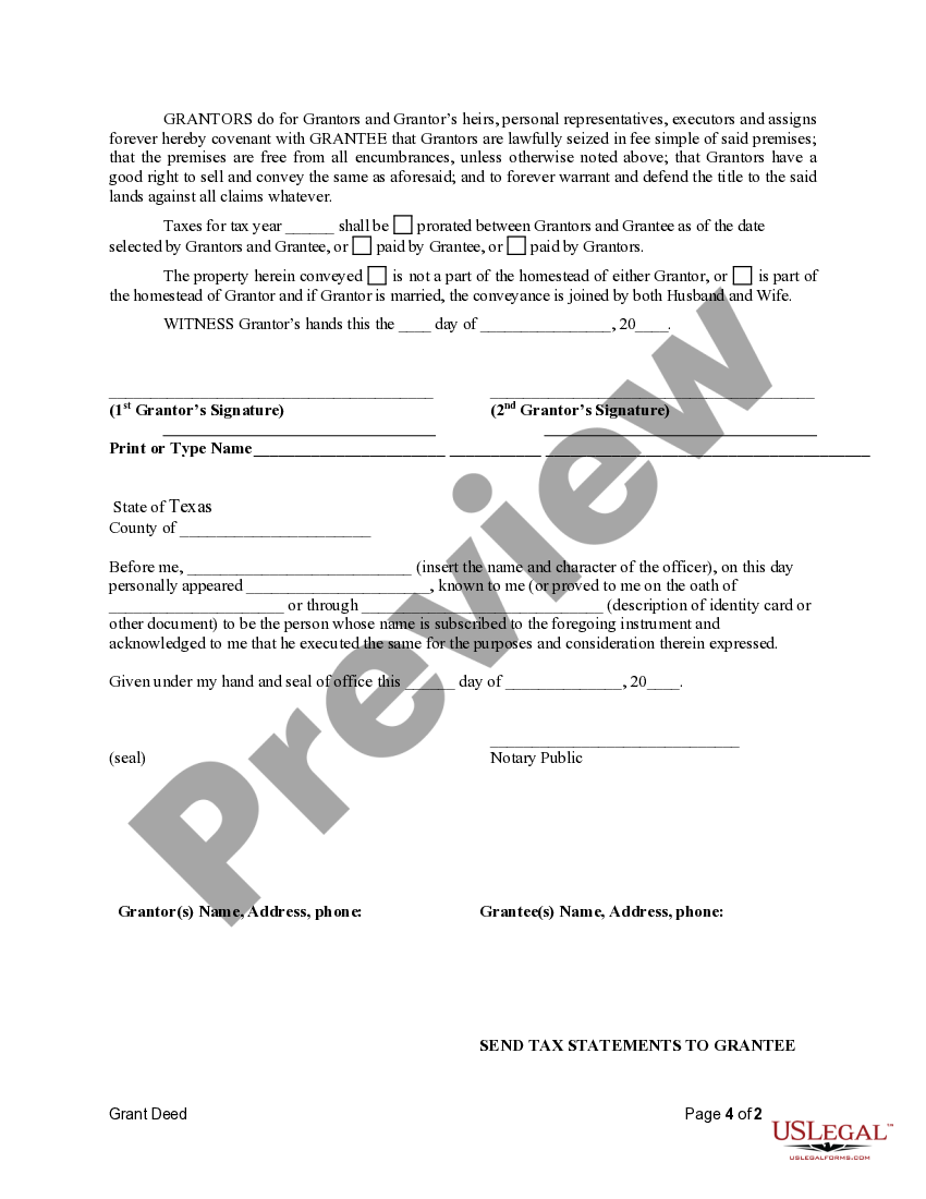 Texas Grant Deed Two Individuals to One Individual What Does A Deed
