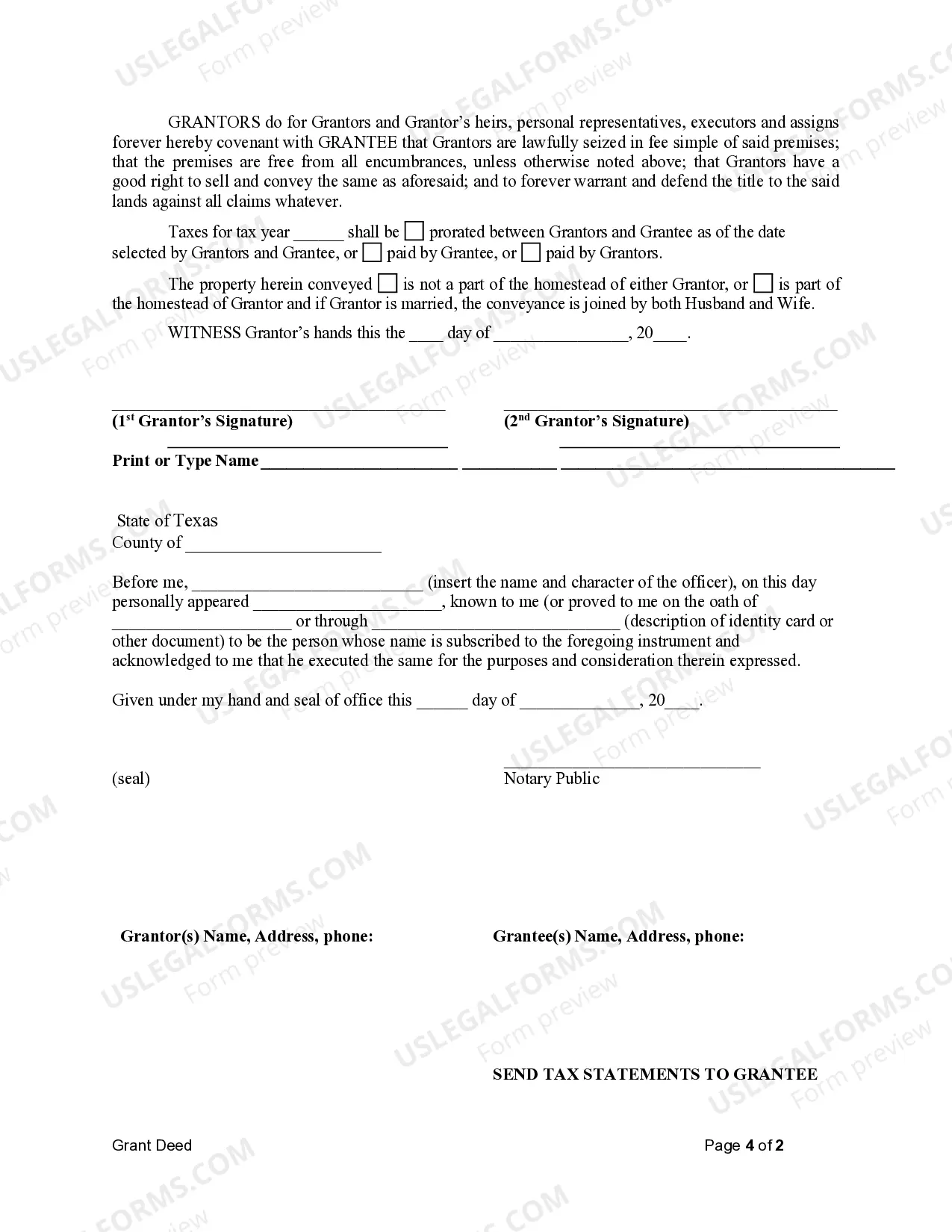 Preview Grant Deed - Two Individuals to One Individual