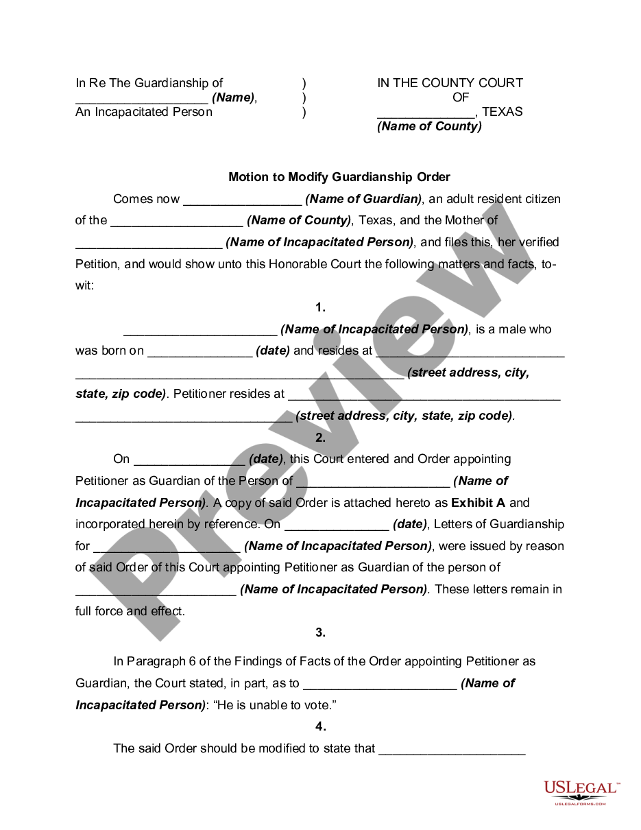 guardianship papers texas free download