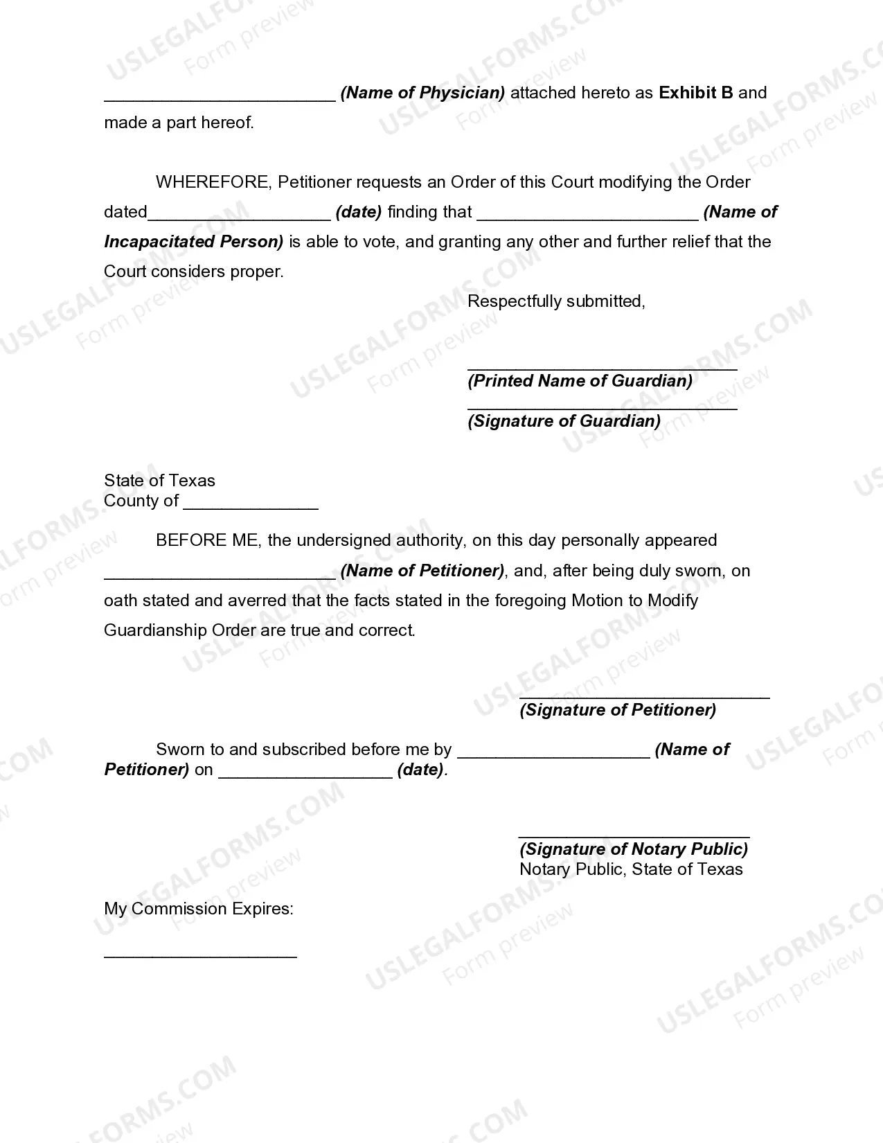 Preview Motion that Guardianship Order be Modified to Allow Ward to Vote