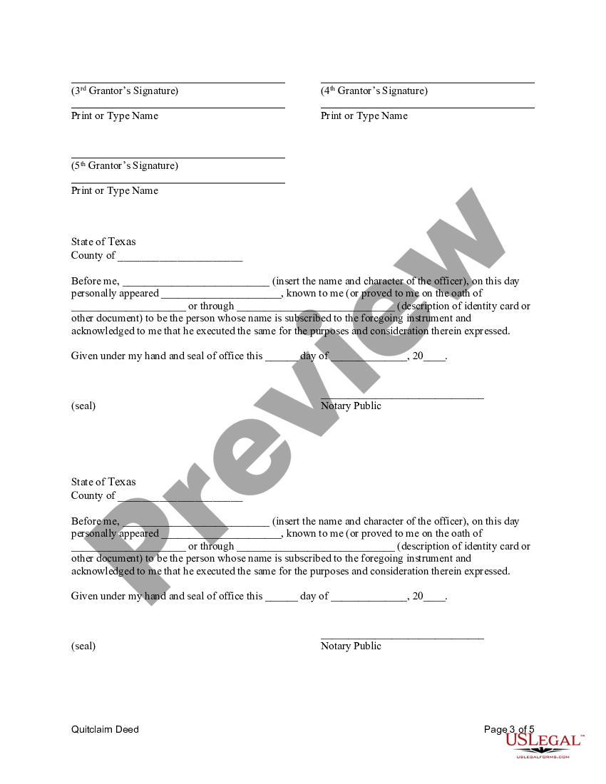 Quitclaim Deed Form For Texas Us Legal Forms 5826