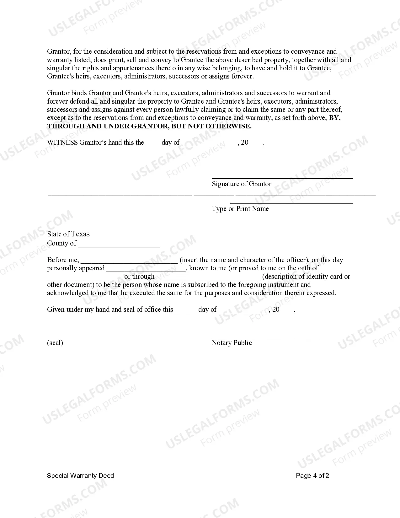 Preview Special Warranty Deed - Individual to Individual