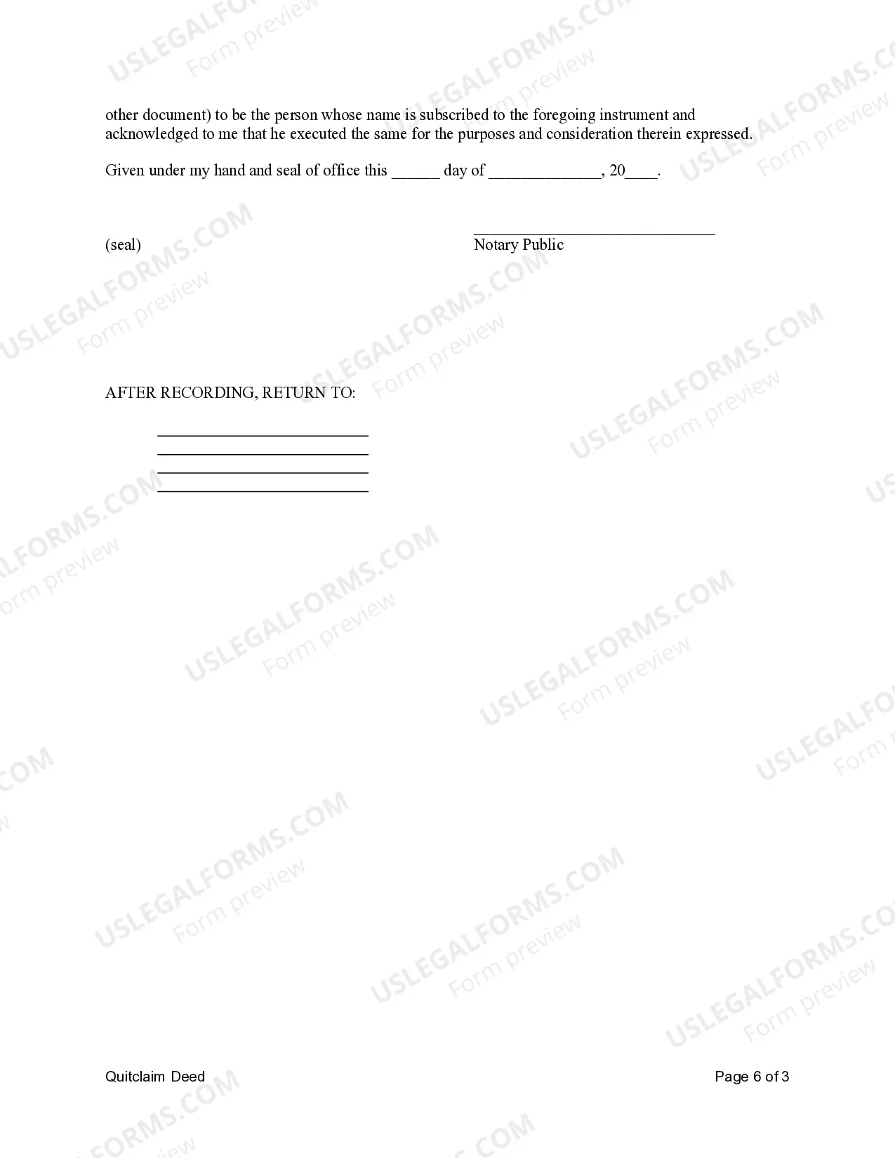 Preview Quitclaim Deed - One Individual to Four Individuals