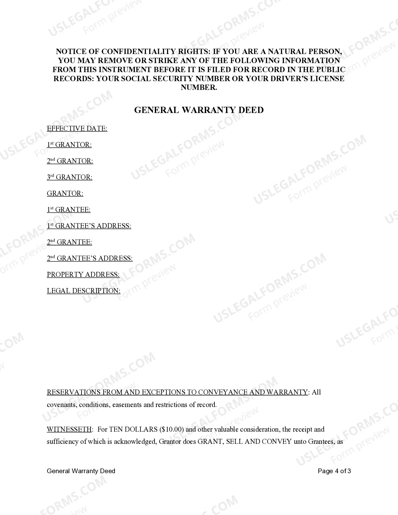 Preview General Warranty Deed - Three Individuals to Husband and Wife