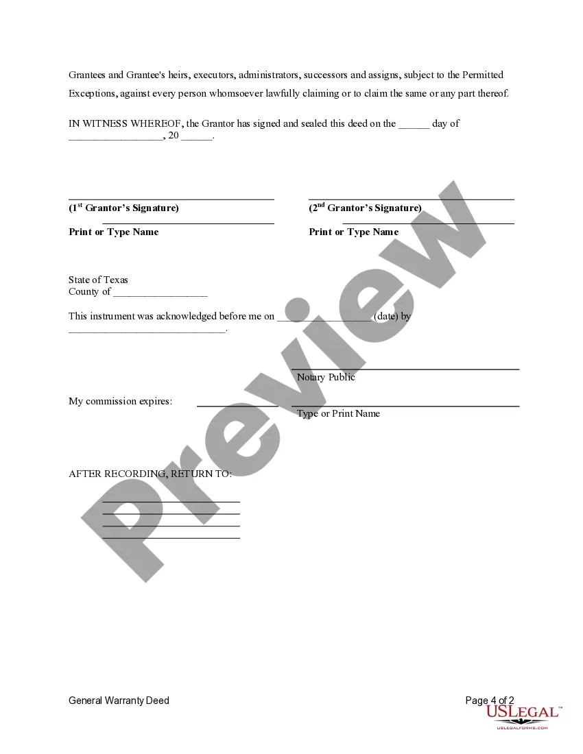 Preview General Warranty Deed - Husband and Wife to Limited Partnership